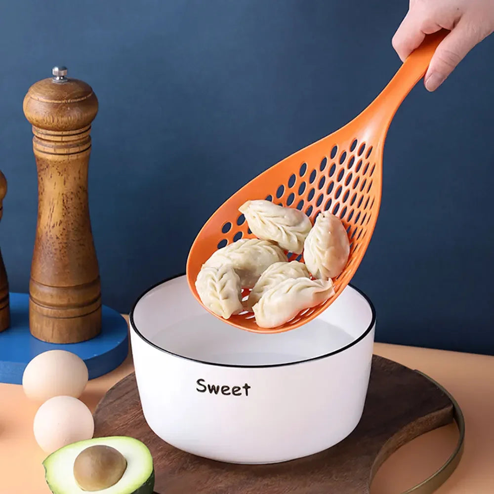Multi-Purpose Pasta Spoon – Cooking Strainer Skimmer Spoon | Heat Resistant Kitchen Serving Spoon