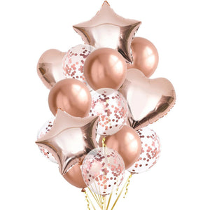 14 Pcs Confetti Decorative Party Balloons Set (Star - Heart)