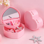 Heart Shape Jewellery Organizer Box with Mirror – Cute Storage Case