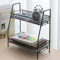 2 Layer Steel Rack – Multi-Purpose Desktop Organizer Shelf