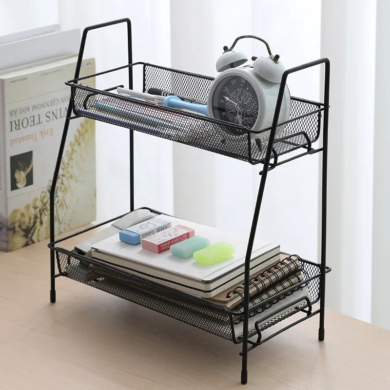 2 Layer Steel Rack – Multi-Purpose Desktop Organizer Shelf