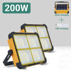 200W Solar LED Flood Light – Rechargeable Dimmable Outdoor Light with USB & Solar Charging (IP66 Waterproof)