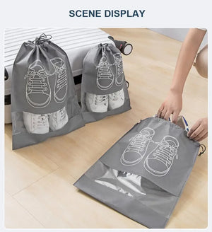 Pack of 3 Non-Printed Shoes Storage Bag – Travel Drawstring Shoe Organizer (Dustproof)