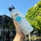 Panda Bear Transparent Water Bottle – Cute Straw Bottle (Leakproof & BPA Free)