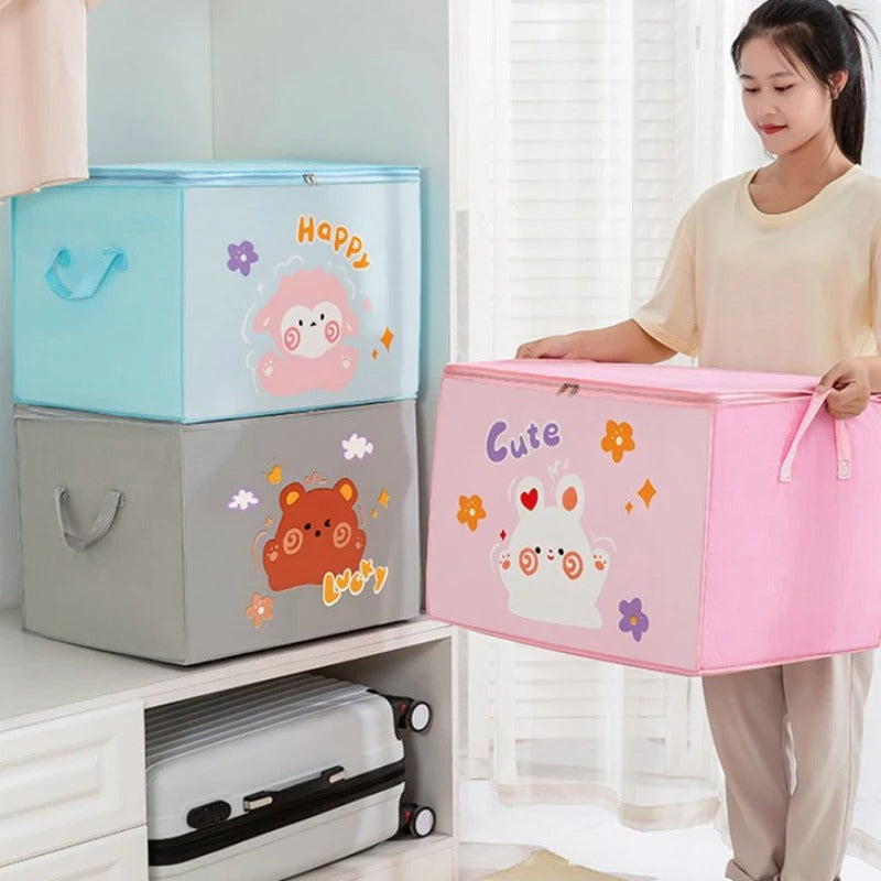 Happy Storage Bag – Foldable Large Capacity Clothes & Blanket Organizer