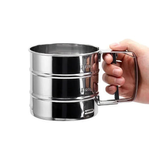 Stainless Steel Flour Sifter – Hand Press Baking Tool | Fine Mesh Atta & Sugar Sieve Cup