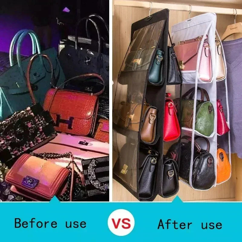Buy 1 Get 1 Free Hanging Purse Organizer – Wardrobe Handbag Storage with Multiple Pockets