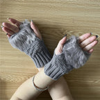 Winter Women Gloves – Soft Wool Knit Fingerless Gloves with Fur | Warm & Stylish Hand Warmers