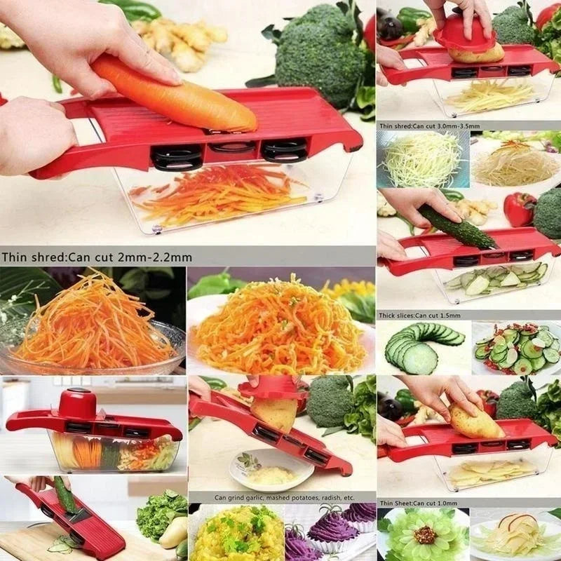10 in 1 Mandoline Vegetable Chopper & Slicer – Multi Blade Kitchen Cutter with Storage Box