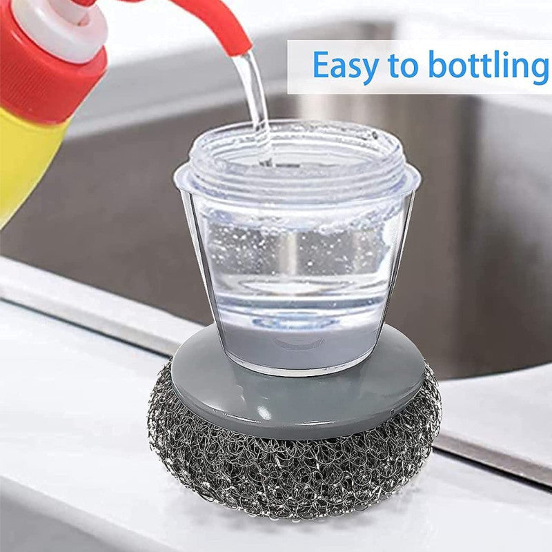 Pack of 2 Automatic Liquid Dispensing Palm Brush – Multi-Purpose Kitchen Cleaning Brush