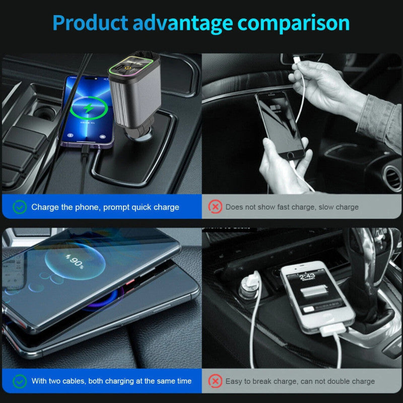 45W Car Phone Charger – Multi-Port Fast Charging USB A + Type-C Car Adapter