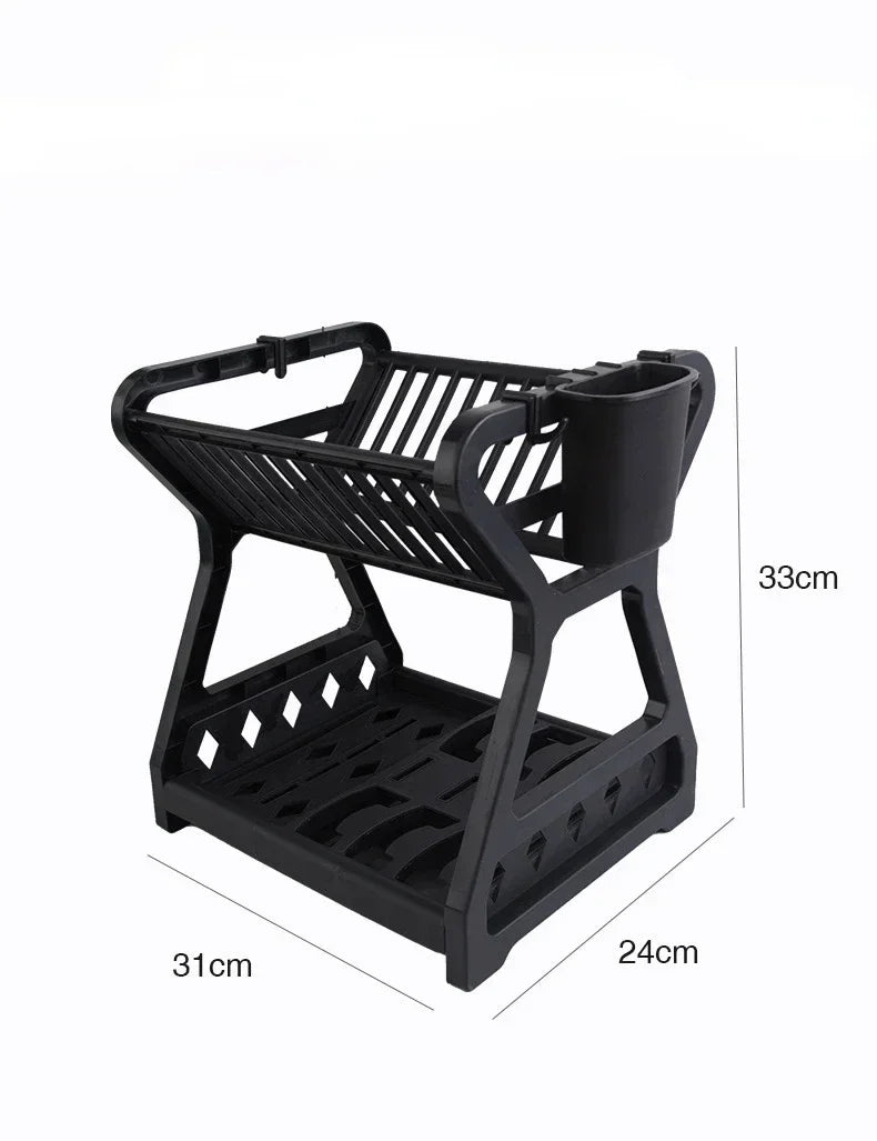 2-Tier Comfort Kitchen Rack – Dish Drying Rack with Cutlery Holder