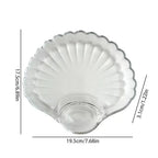 Pack of 2 Crystal Sea Shell Plate – Elegant Glass Serving Plate with Sauce Compartment
