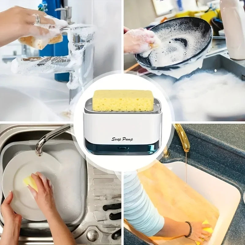 2-in-1 Soap Pump Caddy – Liquid Soap Dispenser with Sponge Holder (Press Type)