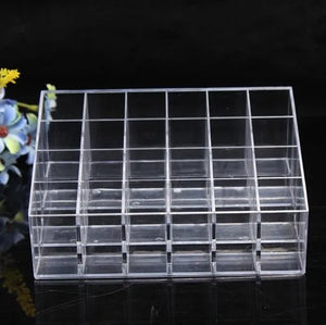 24 Grid Makeup Organizer – Acrylic Cosmetic Storage Box | Lipstick, Nail Polish & Beauty Organizer