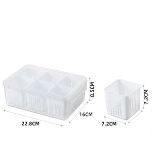6 Grid Fridge Storage Box – Multi Compartment Organizer | Freezer Safe Kitchen Storage Box