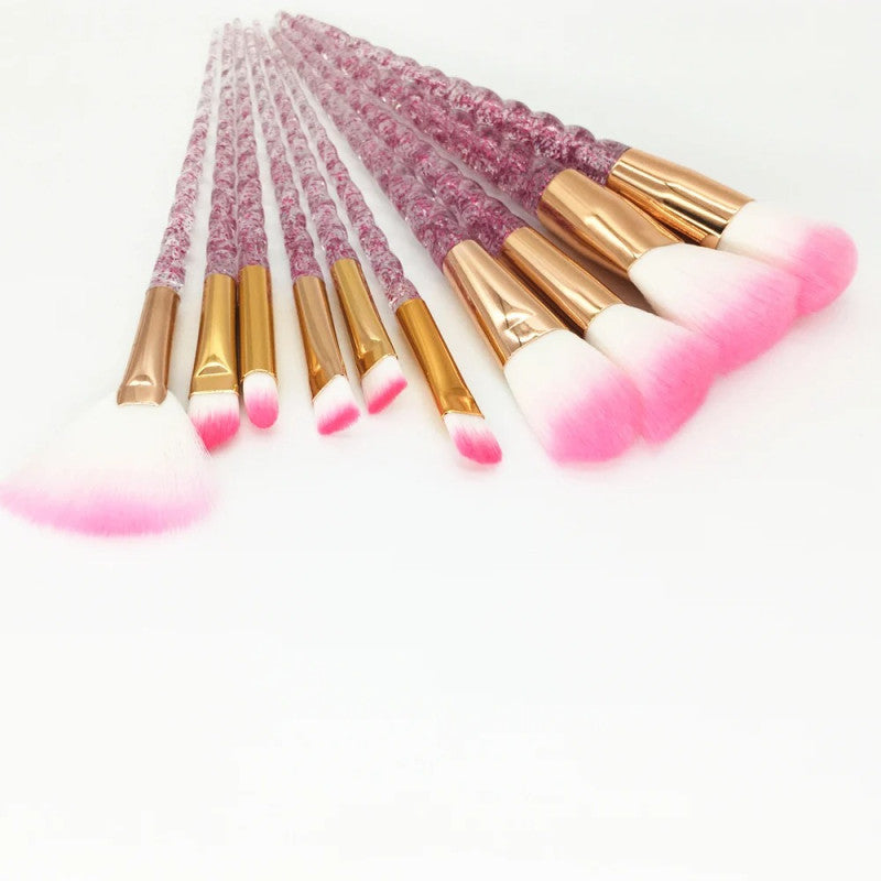 Glitter Pagoda 7pcs Makeup Brush Set – Crystal Handle Cosmetic Brushes Kit