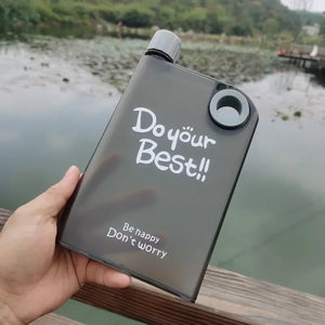 Notebook Water Bottle – Slim Flat Book Shape Bottle (Portable & Leakproof)