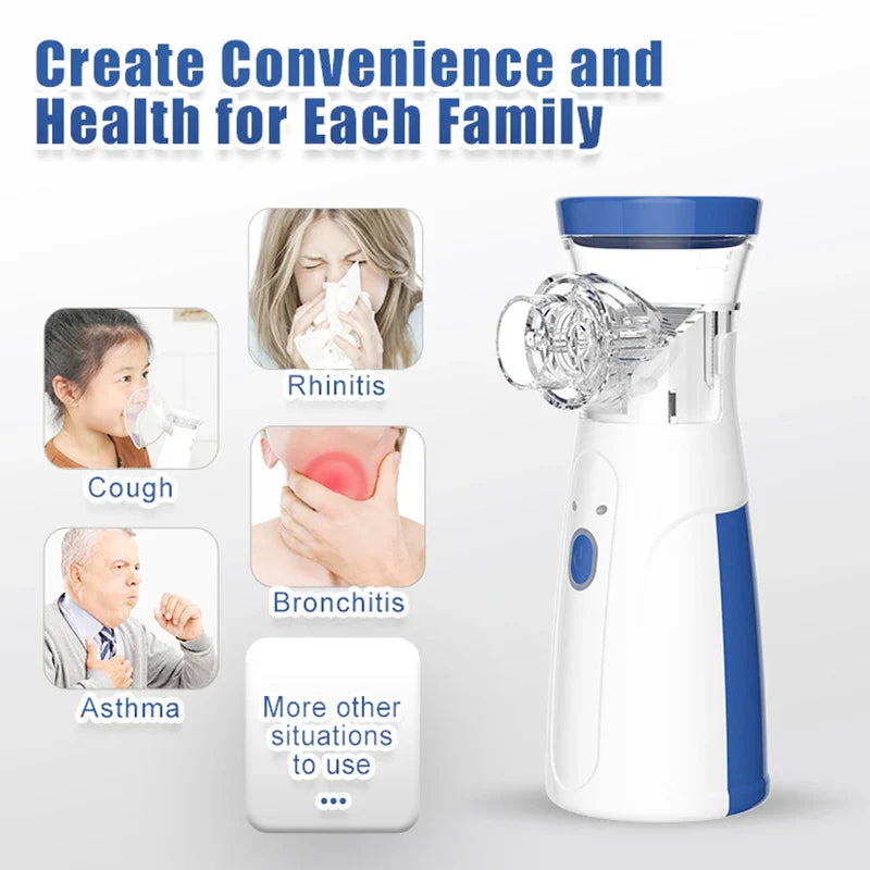 Portable Mesh Nebulizer Machine – USB Rechargeable Silent Inhaler for Kids & Adults