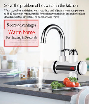 Instant Electric Faucet Water Heater – 3 Second Hot Water Tap with Digital Display