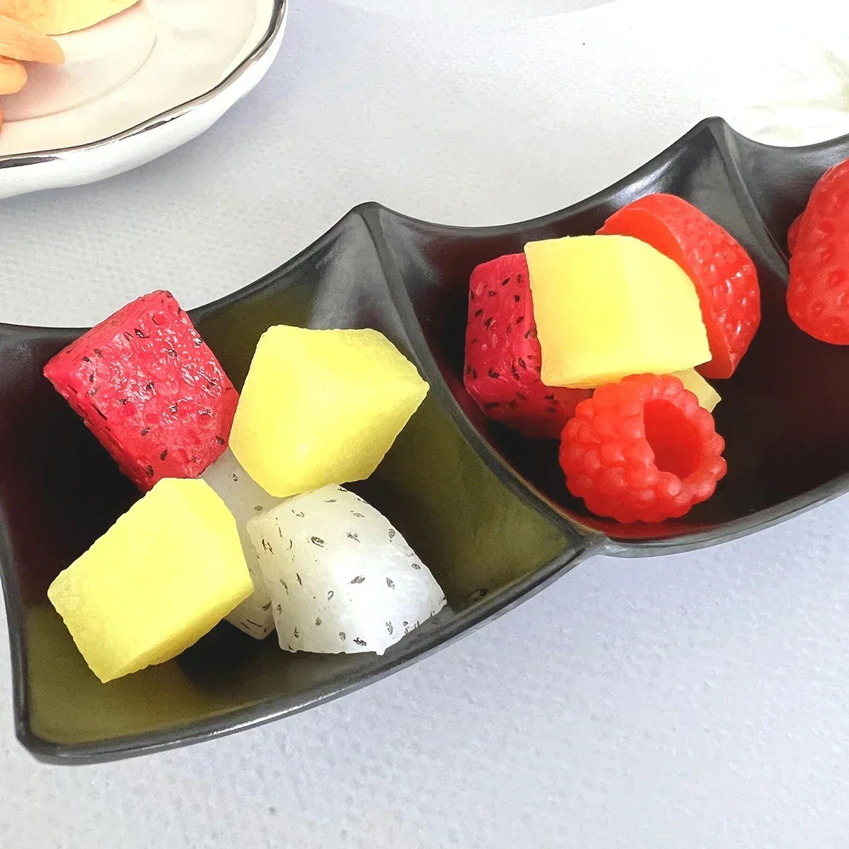 Pack of 3 Black Sauce Dish Set – 3 Compartment Seasoning Plate for Kitchen & Dining