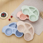 Pack of 2 Car Shape Kids Plate – Multi-Section Cartoon Food Serving Tray for Children