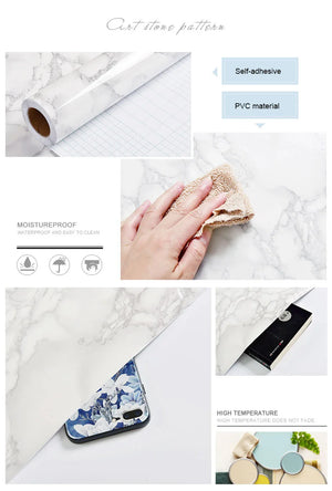 White Marble Sticker Sheet (60x200cm) – Self Adhesive Kitchen Countertop & Cabinet Cover