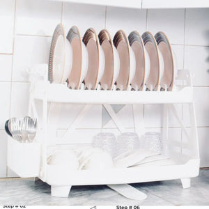 Max Kitchen Plate Stand – 2 Tier Dish Drying Rack with Drain Tray | BPA-Free Kitchen Organizer