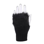 Winter Women Gloves – Soft Wool Knit Fingerless Gloves with Fur | Warm & Stylish Hand Warmers