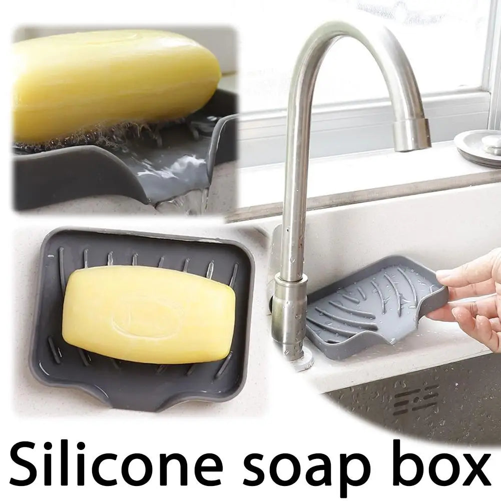 Silicone Soap Dish with Drain – Self Draining Soap Holder for Bathroom & Kitchen