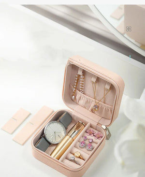 Compact Leather Jewellery Box – Travel Organizer Case with Premium Box Packing