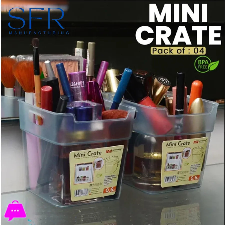 Mini Crate Storage Boxes (Pack of 4) – Multipurpose Organizer Bins | BPA Free Plastic Storage for Kitchen