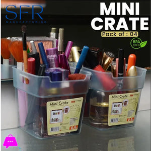 Mini Crate Storage Boxes (Pack of 4) – Multipurpose Organizer Bins | BPA Free Plastic Storage for Kitchen