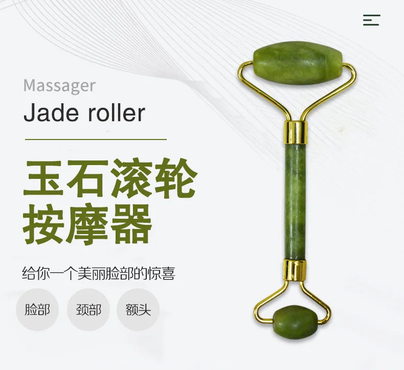 Jade Roller 2 in 1 Set – Face Massager & Gua Sha Tool for Skin Lifting & Glow