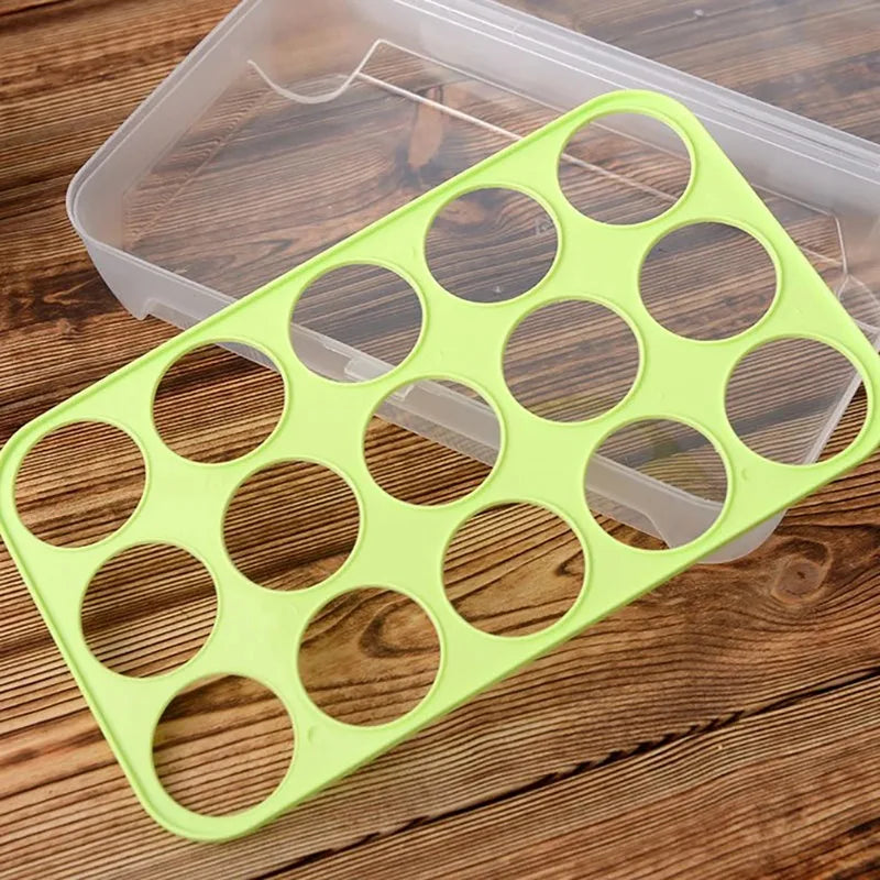 15 Grid Egg Storage Box – Classic Fridge Egg Tray with Lid | Stackable Egg Holder Container