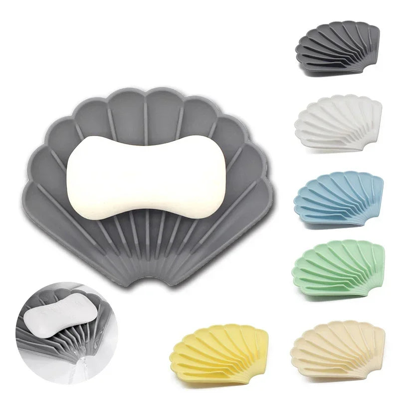 Silicone Soap Holder with Drain – Anti-Slip Shell Design Soap Dish