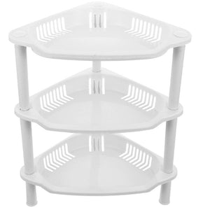 3 Layer Corner Rack – Plastic Kitchen & Bathroom Storage Shelf (Space Saving)
