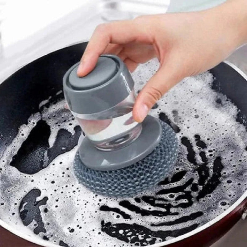 Pack of 2 Automatic Liquid Dispensing Palm Brush – Multi-Purpose Kitchen Cleaning Brush