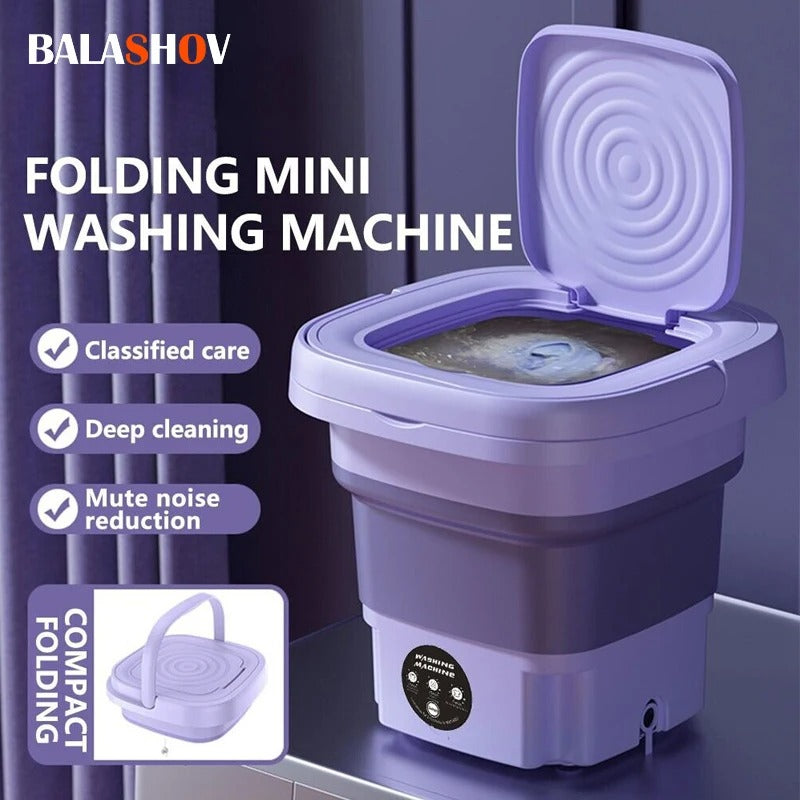 Portable Folding Mini Washing Machine – Compact Electric Washer for Travel & Home