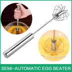 Manual Egg Beater – Stainless Steel Hand Whisk | Semi Automatic Push Whisk for Eggs, Cream & Batter