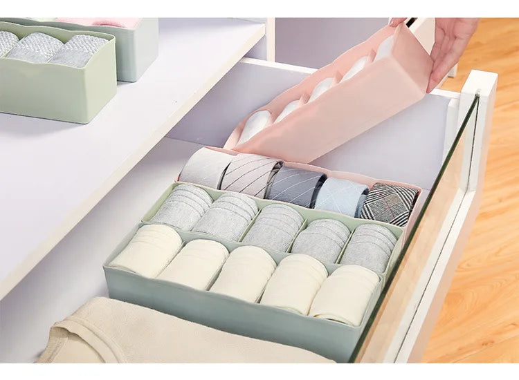 Pack of 2 (5) Grid Drawer Organizer – Multi-Compartment Clothes Storage Box