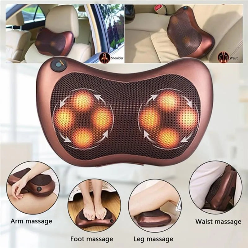 Shiatsu Car Pillow Massager – Electric Neck & Back Massager with Heat | Relaxation Cushion