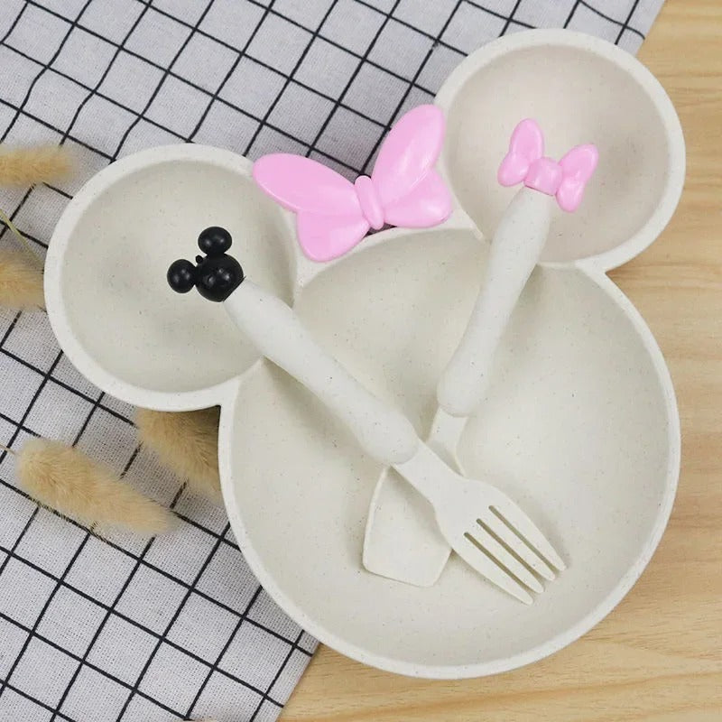 Pack of 2 Kids Butterfly Plate Set – Cute Cartoon Dinner Plate with Spoon & Fork