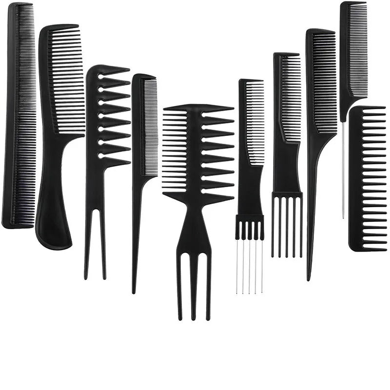 Hair Styling Tool Set (10 PCS) – Professional Combs Kit for Cutting, Styling & Sectioning