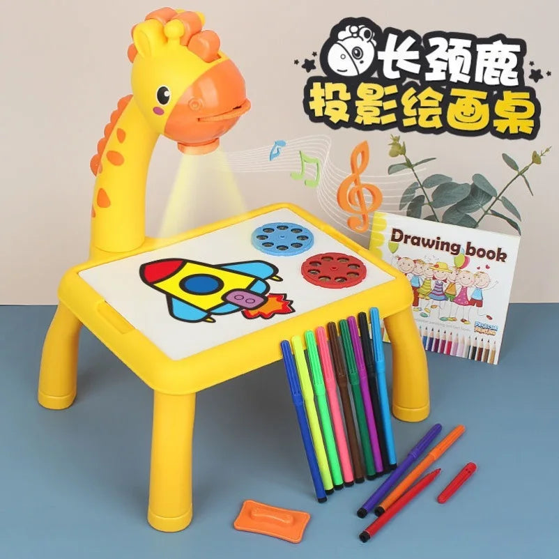 Kids Projector Drawing Table – LED Art Learning Table with Markers
