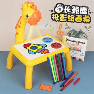 Kids Projector Drawing Table – LED Art Learning Table with Markers