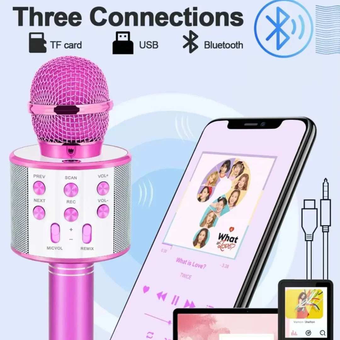 858 Wireless Karaoke Microphone – Bluetooth Singing Mic with Speaker & Voice Effects