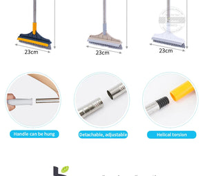 2 in 1 Brush Mop with Squeegee – Floor Scrubber & Water Wiper Cleaning Tool