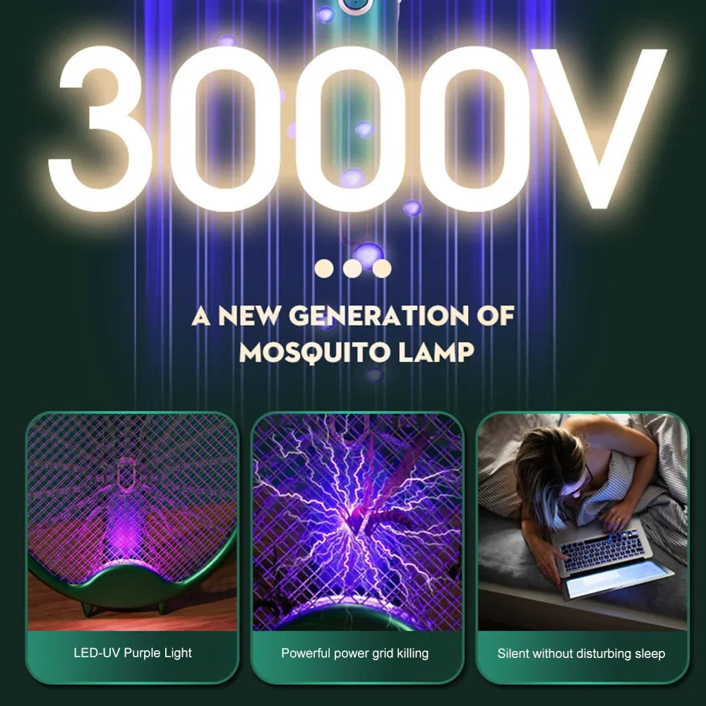 Foldable Mosquito Killer Racket with UV Light – Rechargeable Electric Swatter