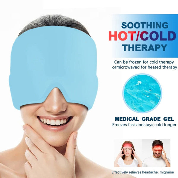 Hot & Cold Therapy Ice Cap – Gel Headache Relief Mask | Migraine Relief & Stress Cooling Cap